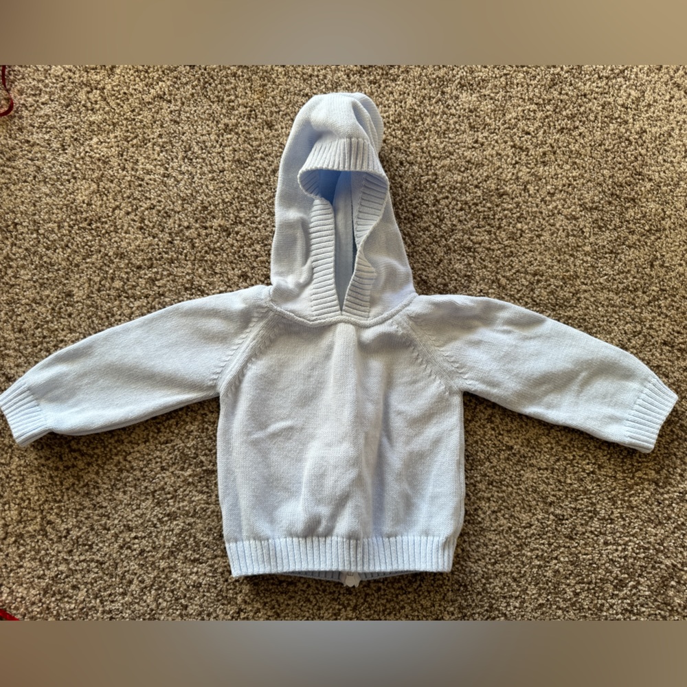 A Soft Idea ESSENTIALS KNITS HOODED BACK ZIP PULLOVER - BLUE